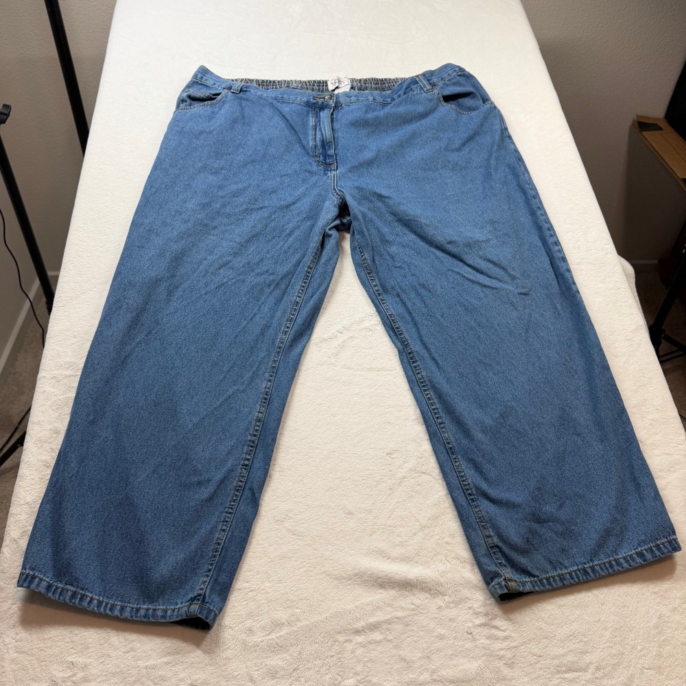 Mainstreet Wide Leg Jeans Womens 22W Blue Good Elastic Waist Relaxed Denim